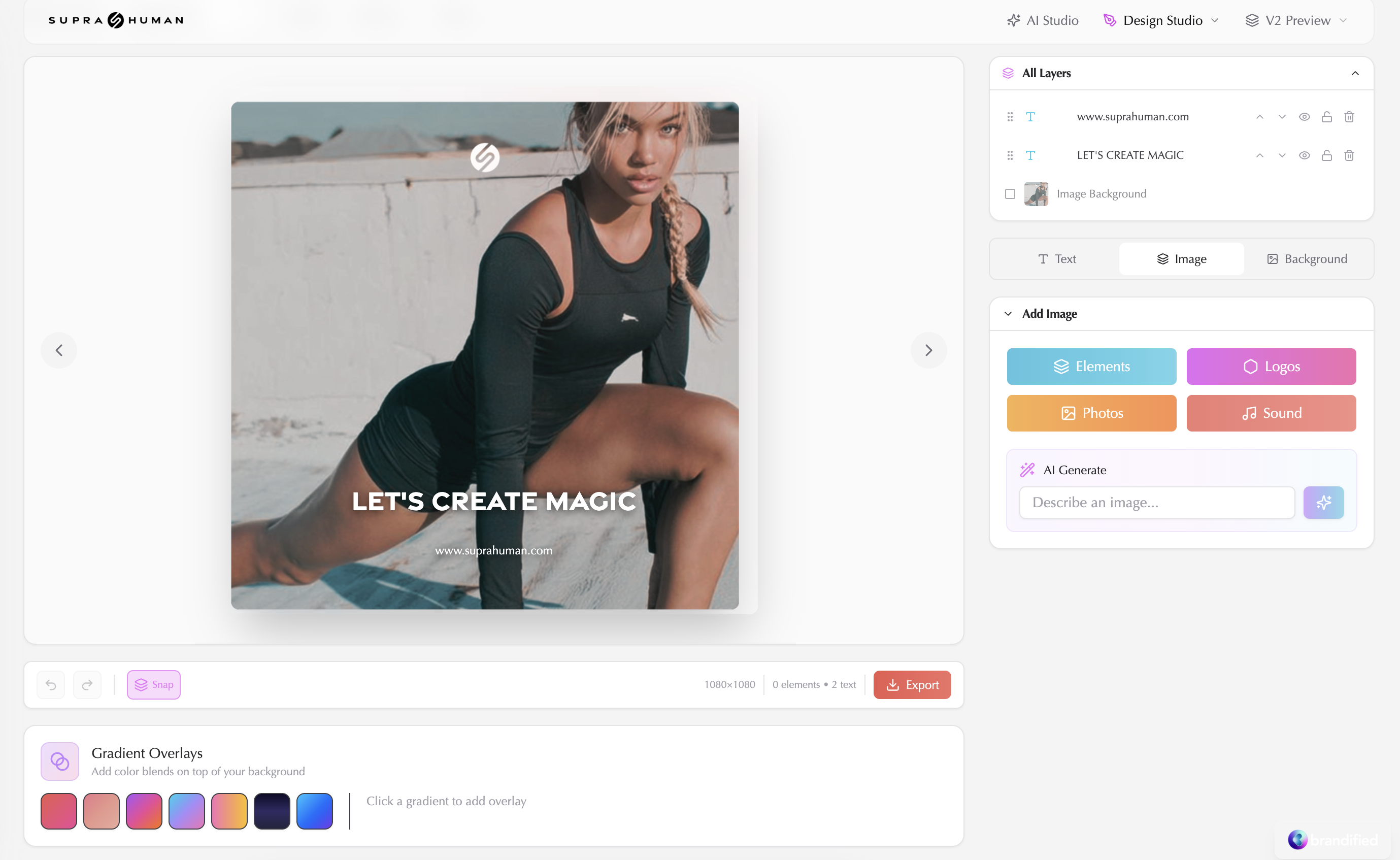 Design Studio Canvas Editor with Layers Panel